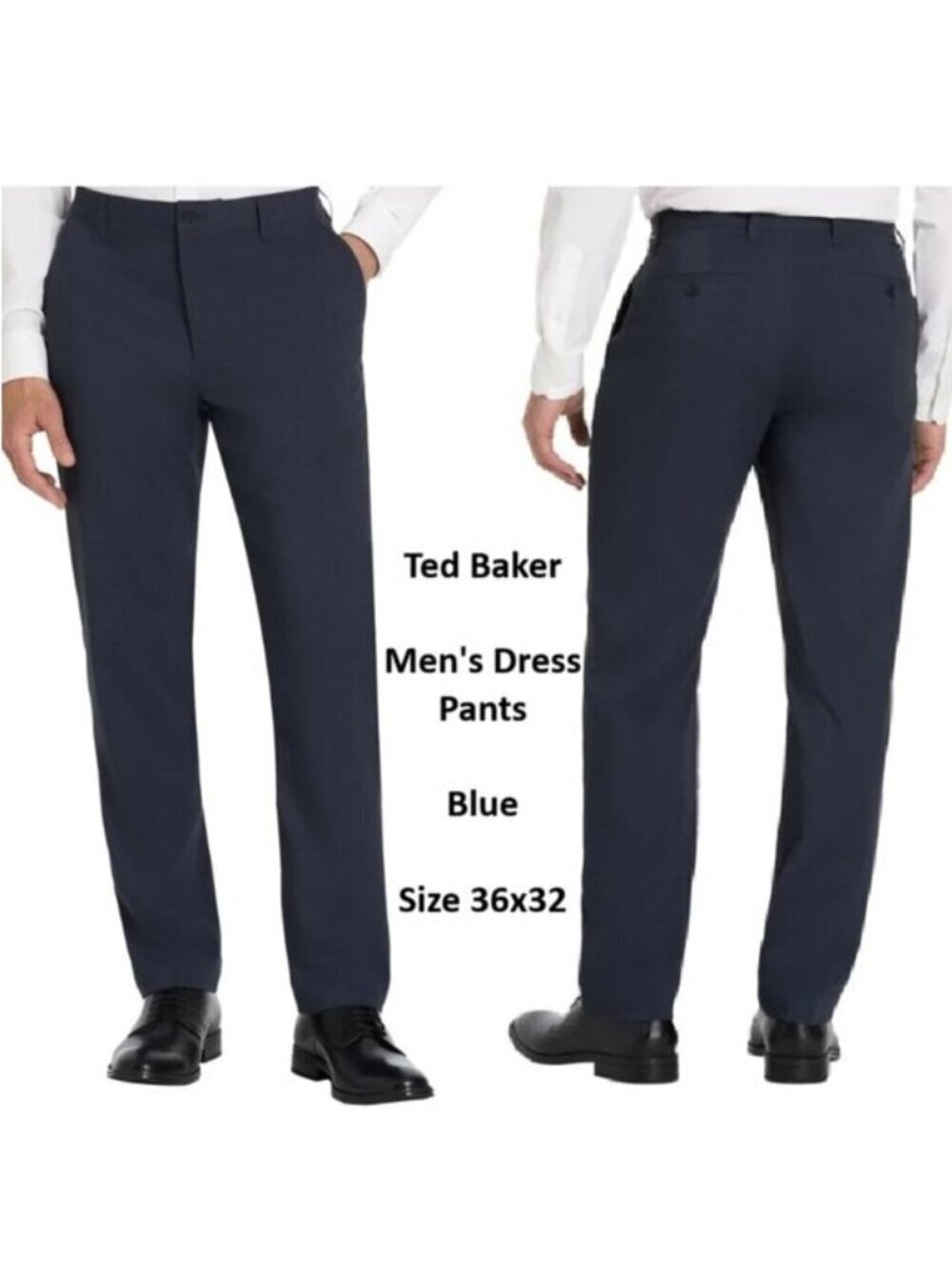 Ted Baker Men's Dress Pants 36x32 Blue Straight Fit Stretch NWOT